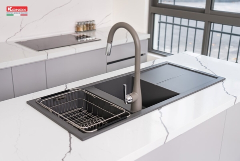 Chậu rửa bát đá Konox Livello Smart 1160 Black