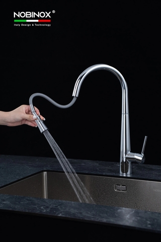 Vòi rửa bát dây rút Nobinox Lotus 640