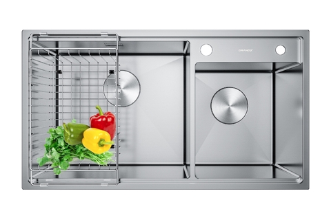 Chậu rửa bát GrandX GX8648DS Smooth — Chậu 2 hố inox 304 dày 1.4mm, Handmade cao cấp