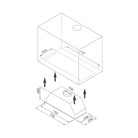 Máy hút mùi âm tủ toàn phần Malloca Hidden K-730 - Nhập Italia Ý