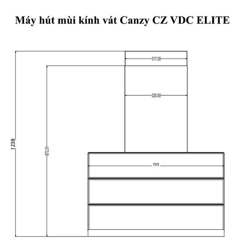 Máy hút mùi kính vát cảm biến vẫy tay - Canzy CZ VDC ELITE