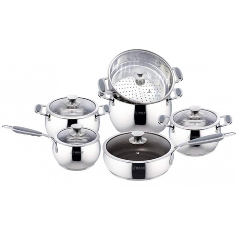 Bộ nồi inox AN06V Arber 6 món inox 304 kèm xửng hấp