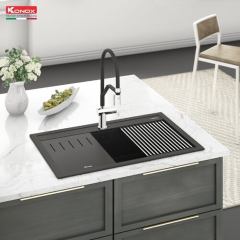 Chậu Rửa Bát Đá Granite Terra 790S Black - Nhập Khẩu Italia