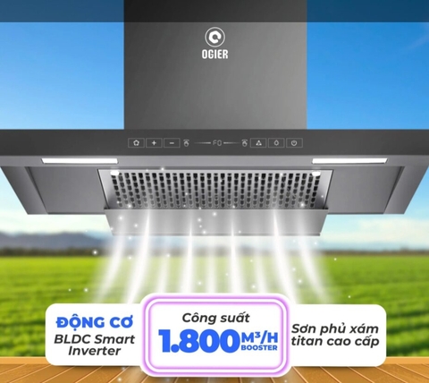 Máy hút mùi Ogier Công nghệ Inverter & Tự làm sạch GLE 879 GTDC
