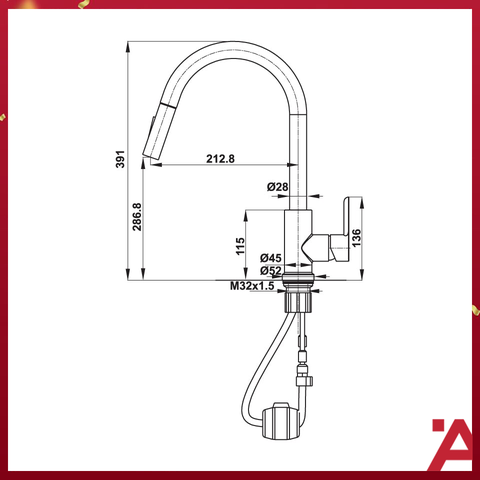 Vòi bếp Hafele HT21-CH1P245 577.55.220 – Vòi rửa bát dây rút bằng đồng