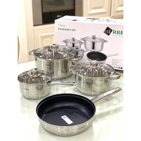 Bộ Nồi Arber AN-04C Inox 3 Đáy Gồm Quánh, Nồi Và Chảo