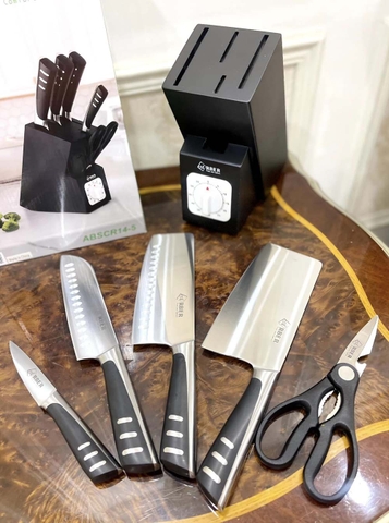 Bộ dao kéo Arber ABSCR14-5 5 món, hộp đựng gỗ