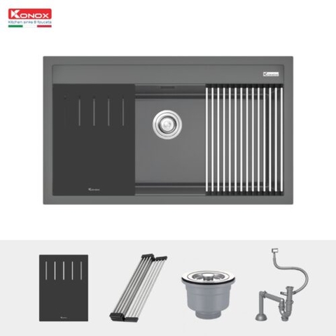 Chậu Rửa Bát Đá Granite Konox Terra 860S Grey nhập Italy