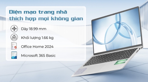 Laptop Dell Inspiron 15 3530 N3530-i3U085W11SLU (Intel Core i3-1305U | 8GB | 512GB | Intel UHD | 15.6 inch FHD | Win 11 | Office | Bạc)