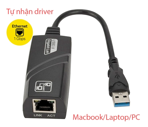 Cáp USB 3.0 sang LAN Ethernet 1000 Mbps tự nhận driver