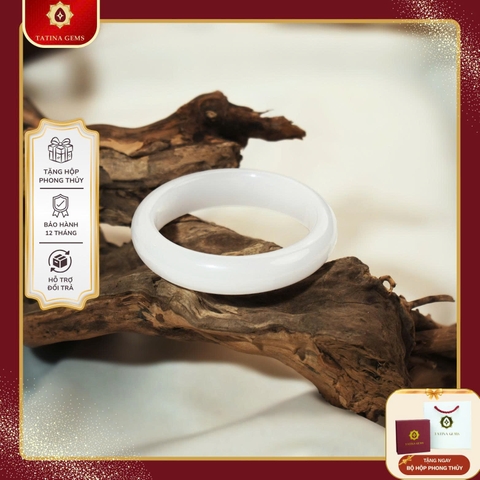 Vòng Tay Đá Canxedon Trắng Ngọc Vẻ Đẹp Tinh Khiết Thu Hút Năng Lượng May Mắn Bình An TATINA GEMS (Tặng Bộ Hộp Đựng Sang Trọng)