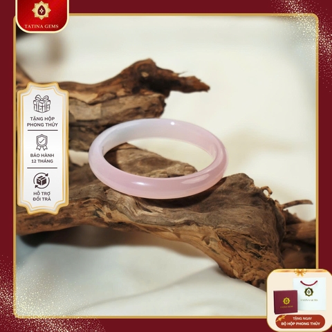 Vòng Tay Đá Chalcedony Tự Nhiên Hồng Băng Hoa Anh Đào Sakura – Vòng Đá Phong Thủy Thu Hút Nhân Duyên (Tặng Bộ Hộp Đựng Sang Trọng)