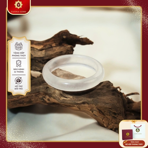 Vòng Kiềng Đá Canxedon Trắng Trong Tự Nhiên – Rock Crystal Nguyên Khối Mang Lại Năng Lượng Tinh Khiết TATINA GEMS (Tặng Bộ Hộp Đựng Sang Trọng)