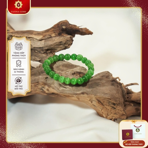 Vòng Tay Đá Nhân Tạo Mắt Mèo Ngọc Xanh Lục Ánh Quang – Cat Eye Đa Màu Sắc May Mắn Thu Hút Tài Lộc TATINA GEMS (Tặng Bộ Hộp Đựng Sang Trọng)