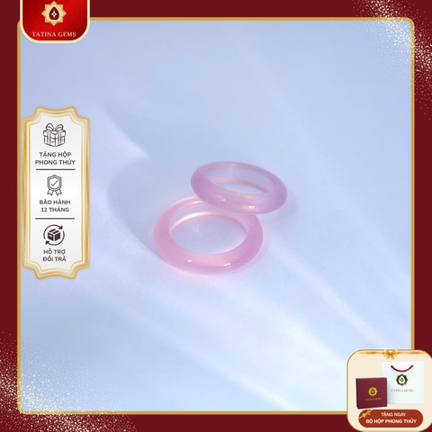 Nhẫn Đá Hồng Tím Lông Ngựa Tự Nhiên Nhẫn Phong Thủy May Mắn TATINA GEMS. (Tặng Bộ Hộp Đựng Sang Trọng)