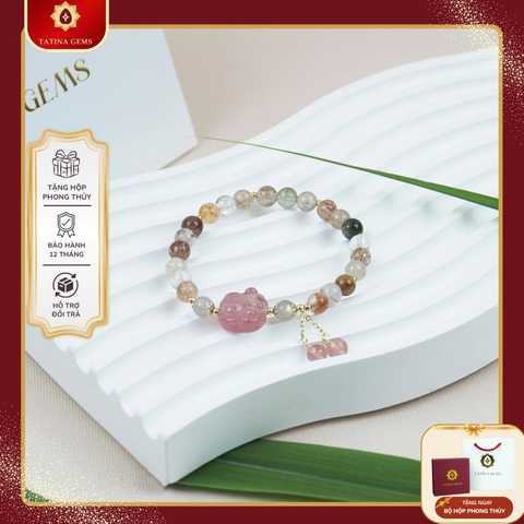 Vòng Tay Chuỗi Hạt Đá Thạch Anh Mix Charm Cao Cấp Bộ Sưu Tập The Muse Collection TATINA GEMS (Tặng Bộ Hộp Đựng Sang Trọng)