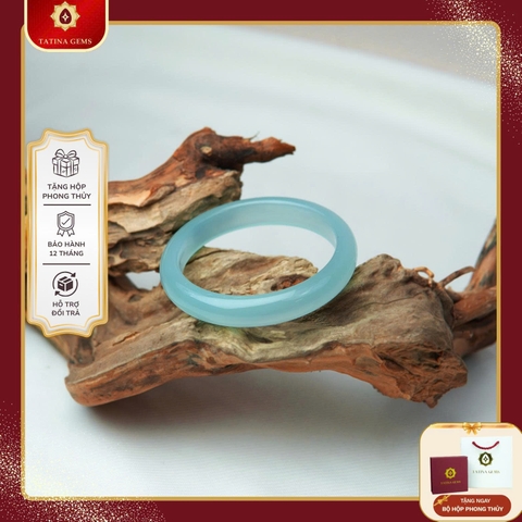 Vòng Mã Não Thiên Thanh Băng Chủng Chất Ngọc Trong Suốt Như Kính Sắc Xanh Mây Trời Thanh Khiết TATINA GEMS (Tặng Bộ Hộp Đựng Sang Trọng)