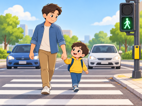 Dạy bé cách sang đường an toàn