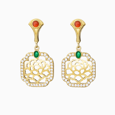 Khuyên tai - Hoa mẫu đơn - Dài (Tang Flower Dangle)