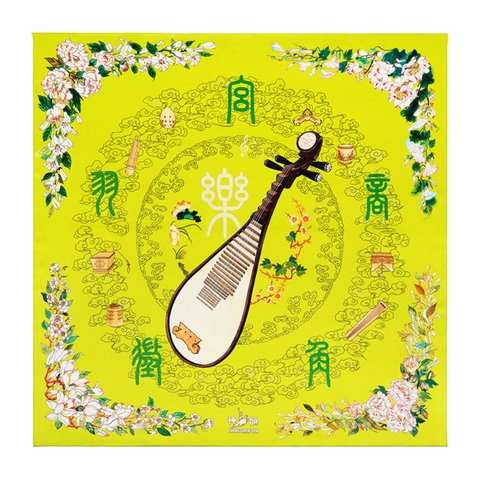 Khăn lụa Giai Điệu Thiên Thượng - Đàn Tỳ Bà
