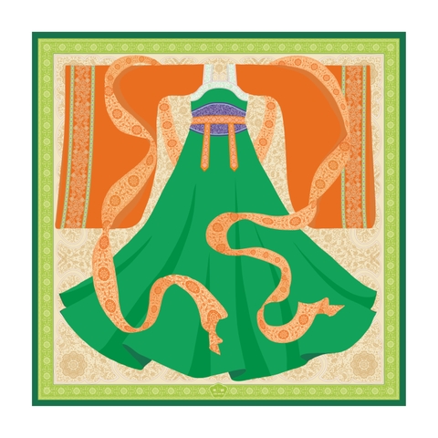 Khăn lụa vuông 140 (Tang Dynasty Grace)
