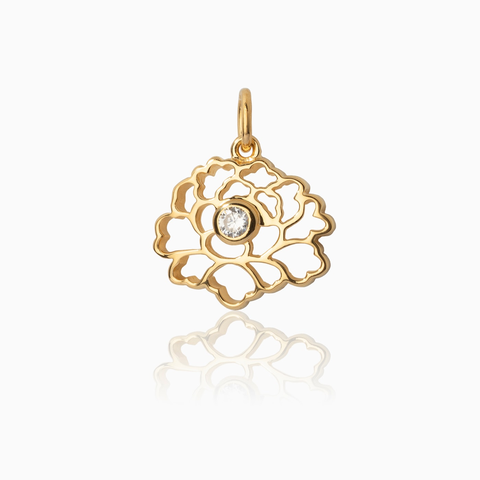 Charm - Hoa mẫu đơn - Vàng đá trắng (Tang Flower)