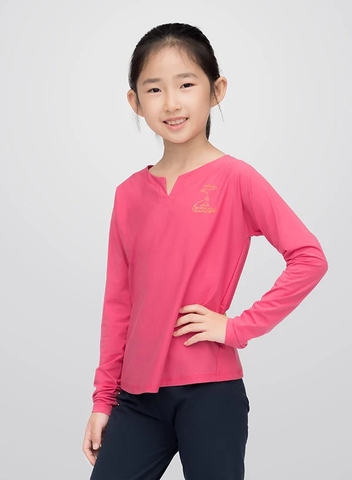 Áo tập dài tay cổ tròn bé gái (Girls' Crew Neck Ventilated Dance Shirt)