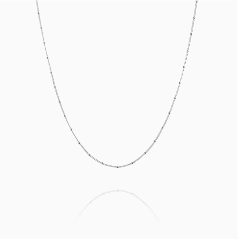 Dây chuyền trơn, có hạt tròn - Màu bạc (Curb Chain)