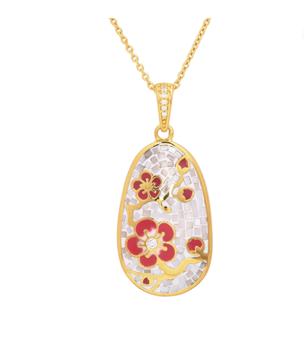 Dây chuyền (Plum Blossom Mosaic Mother of Pearl) - Màu vàng