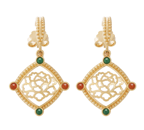 Khuyên tai - Hoa Mẫu Đơn (Golden Tang Peony Dangle)