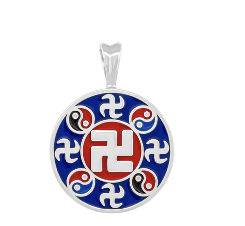 Mặt dây chuyền hình tròn (Wan Enamel Indigo Blue - Silver 20mm)