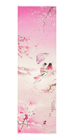 Khăn quàng dài - Hoa mai hồng (Plum Blossom 100% Cashmere)