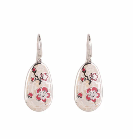 Khuyên tai - Màu bạc (Plum Blossom Mosaic Mother of Pearl)