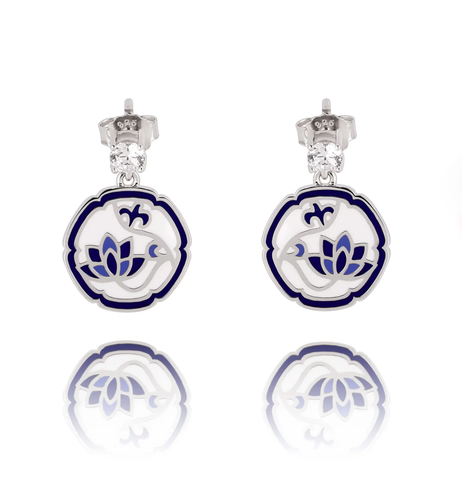 Khuyên tai - tròn (Blue and White Lotus)