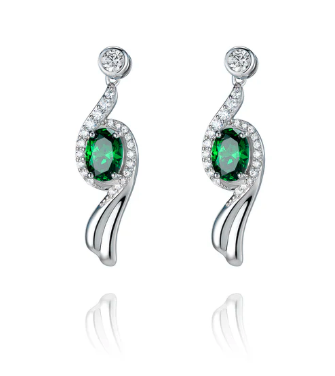 Khuyên tai (Flying Sleeves Green) - Bạc