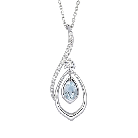 Dây chuyền (The Heavenly Phoenix-18kt White Gold with Aquamarine)