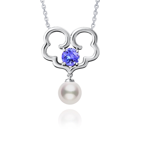 Dây chuyền Phước lành Vĩnh cửu - Vàng trắng 18kt với Đá Tanzanite