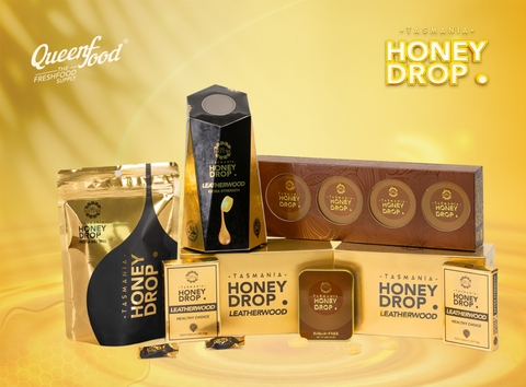 Kẹo Sả Nhân Mật Ong Honey Drop Leatherwood Vàng Kim lốc 10 hộp