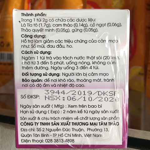 Trà Tía Tô Tâm Minh 20 túi lọc