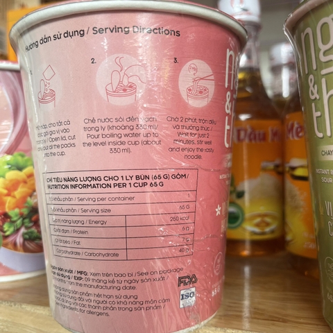Bún gạo lứt ăn liền ly 65g dành cho người tiểu đường, ăn kiêng, ăn chay