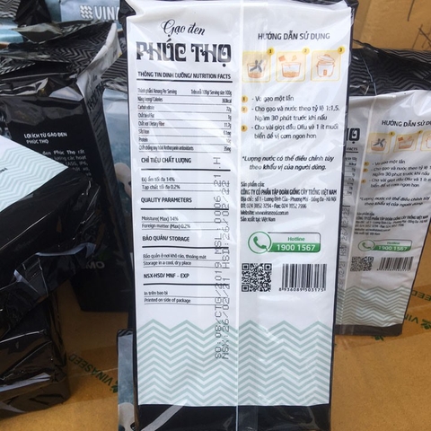 [GIÁ SỈ 10 TÚI]Gạo lứt đen PHÚC THỌ túi 1kg-(CHÍNH HÃNG VINASEED)