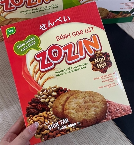 Bánh gạo lứt ZOZIN Việt Hải giòn ngon ăn kiêng - hộp 150g 15 gói