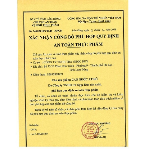 Cao nước Atiso không đường hộp 10 ống-Ngọc Duy
