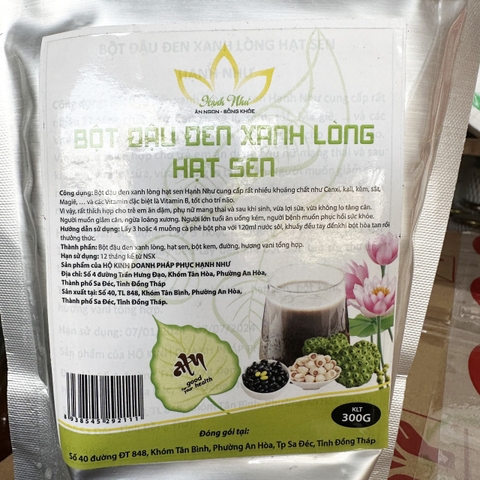 Bột đậu đen xanh lòng hạt sen Hạnh Như 300g