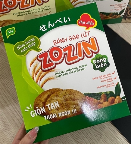 Bánh gạo lứt ZOZIN Việt Hải giòn ngon ăn kiêng - hộp 150g 15 gói