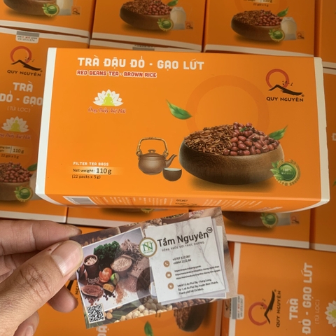 Trà đậu đỏ gạo lứt Quy Nguyên hộp 22 túi lọc