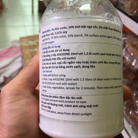 Nước Rửa Rau Củ Quả Thực Phẩm AHOZONE chai 500ml- [Quy Nguyên phân phối]