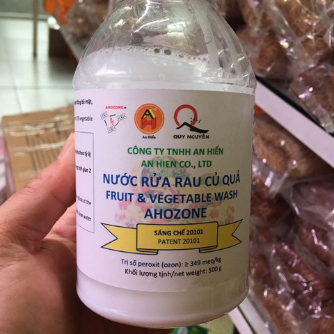 Nước Rửa Rau Củ Quả Thực Phẩm AHOZONE chai 500ml- [Quy Nguyên phân phối]