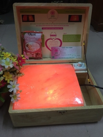 Hộp massage chân đá muối Himalaya (đá cong dày 5cm) loại cao cấp- [Đủ bộ có tặng muối tắm]