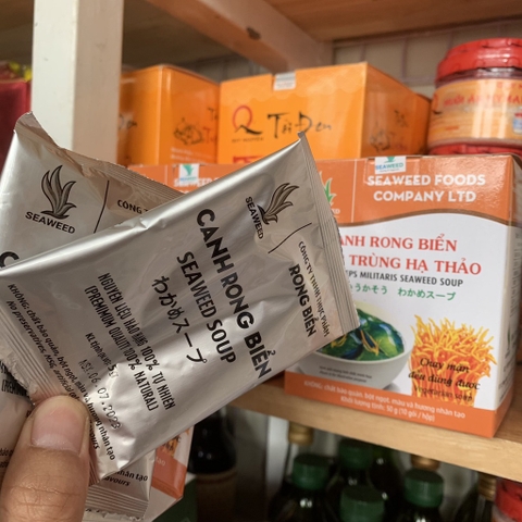 Combo 2 hộp canh rong biển khô ăn liền đông trùng hạ thảo hộp 10 gói